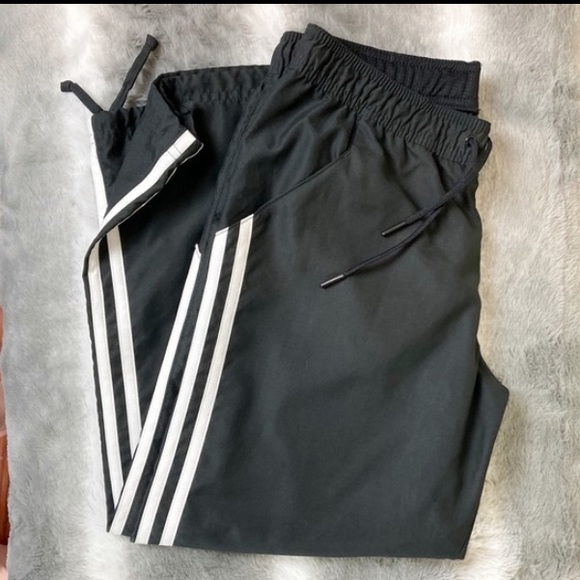 Adidas Elastic Waist Draw String Striped Windpants - Picture 3 of 9